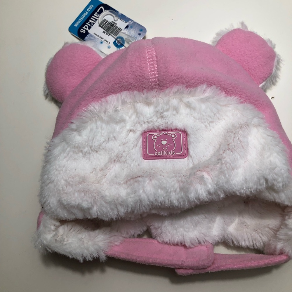Pink fleece fur lined Hat with Ears